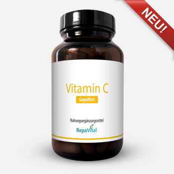 RepaVital Vitamin C Gepuffert – gepufferte Vitamin-C-Kapseln mit Calcium-, Magnesium- und Natriumascorbat zur Unterstützung des Immunsystems, vegan und hochdosiert