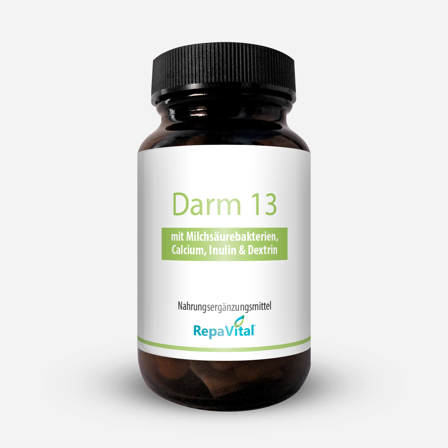 RepaVital Darm 13 – Nahrungsergänzungsmittel mit 13 Milchsäurebakterienstämmen, Inulin, Dextrin und Calcium zur Unterstützung der Darmflora und Verdauungsenzyme.