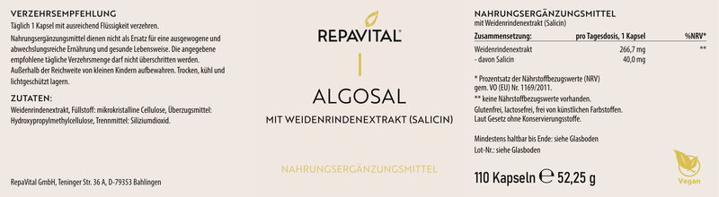 Algosal - Weidenrindenextrakt aus der Silber-Weide - 110 Kapseln