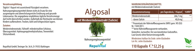 Algosal – Weidenrinde aus der Silber-Weide - 110 Kapseln