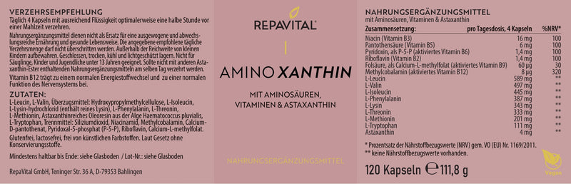 Aminoxanthin – Essentielle Aminosäuren & B-Vitamine - 120 Kapseln