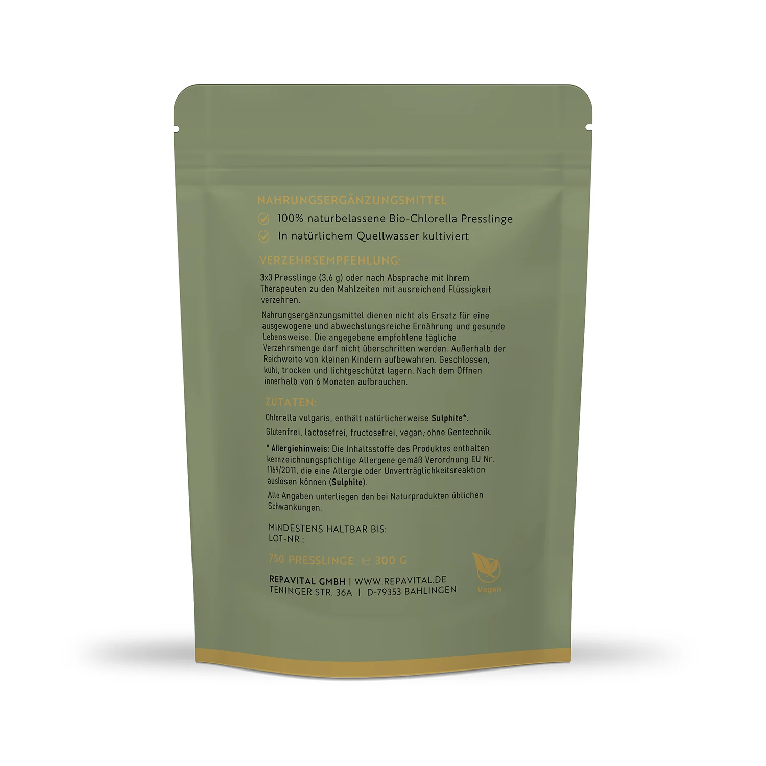 quellwasser aufbewahren Bio Chlorella | Süßwasseralge aus Aquakultur – 750 Presslinge