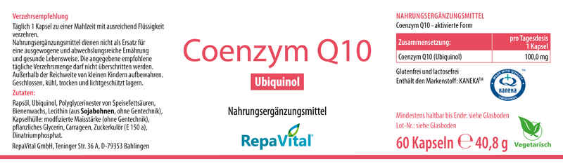 Coenzym Q10 -  Ubiquinol - 60 Kapseln
