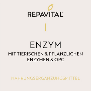 RepaVital Enzym mit tierischen und pflanzlichen Enzymen sowie OPC – Nahrungsergänzungsmittel mit Bromelain, Papain, Pankreatin und Traubenkernextrakt, 100 Tabletten