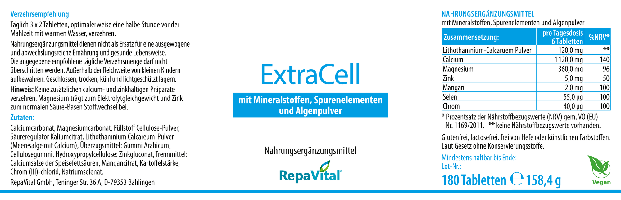 ExtraCell – Mineralstoffe und Spurenelemente mit Calcium aus Rotalge