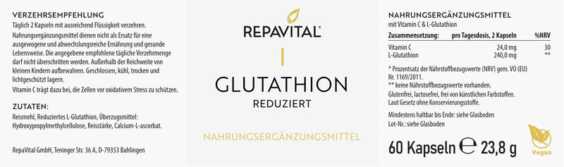 Glutathion – reduziertes Glutathion (GSH) – 60 Kapseln