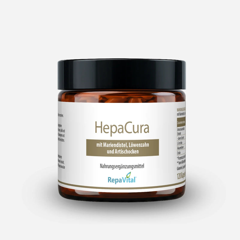 Braunglasdose Repavital RepaHepar, Nahrungsergänzungsmittel mit Pflanzenextrakten wie Mariendistel, Artischocke und Cholin