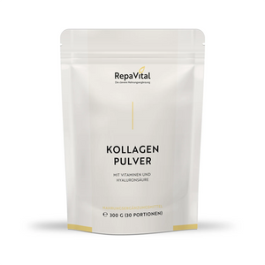 RepaVital Kollagen Pulver mit Vitaminen und Hyaluronsäure, 300 g (30 Portionen), Nahrungsergänzungsmittel zur täglichen Ergänzung der Ernährung.
