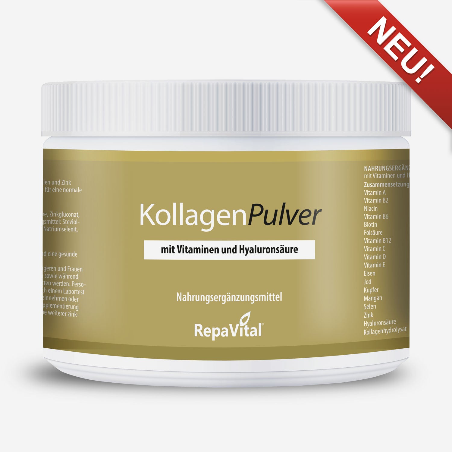 Kollagen Pulver mit Vitaminen und Hyaluronsäure