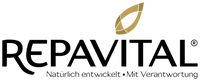 RepaVital Logo mit Blatt-Symbol und Slogan „Natürlich entwickelt • Mit Verantwortung“ auf hellem Hintergrund.