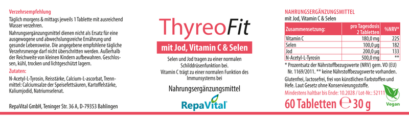 ThyreoFit – Jod, Selen und Vitamin C - 60 Tabletten