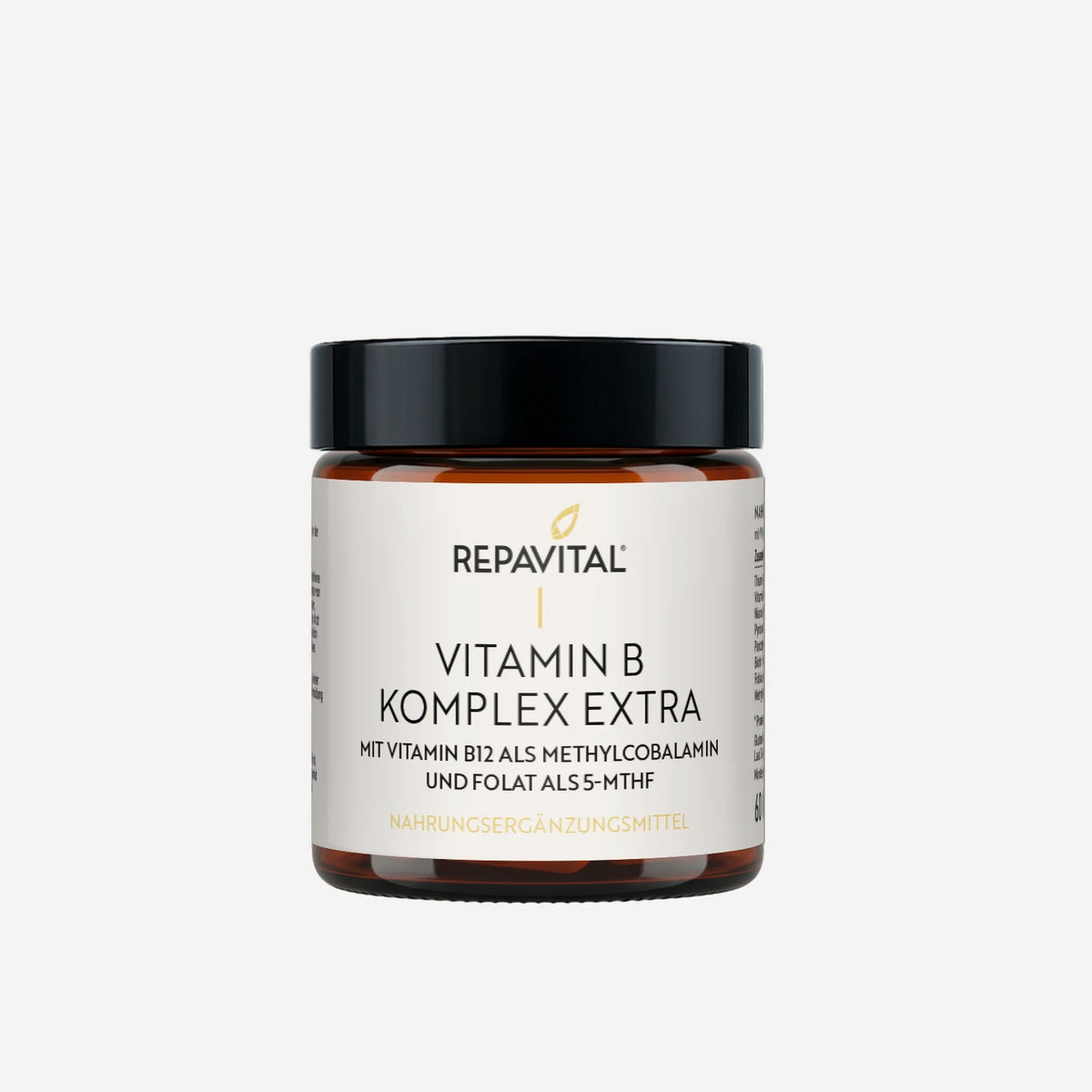 Produktabbildung Vitamin B Komplex extra von RepaVital, Nahrungsergänzungsmittel mit aktiven B-Vitaminen im Braunglas