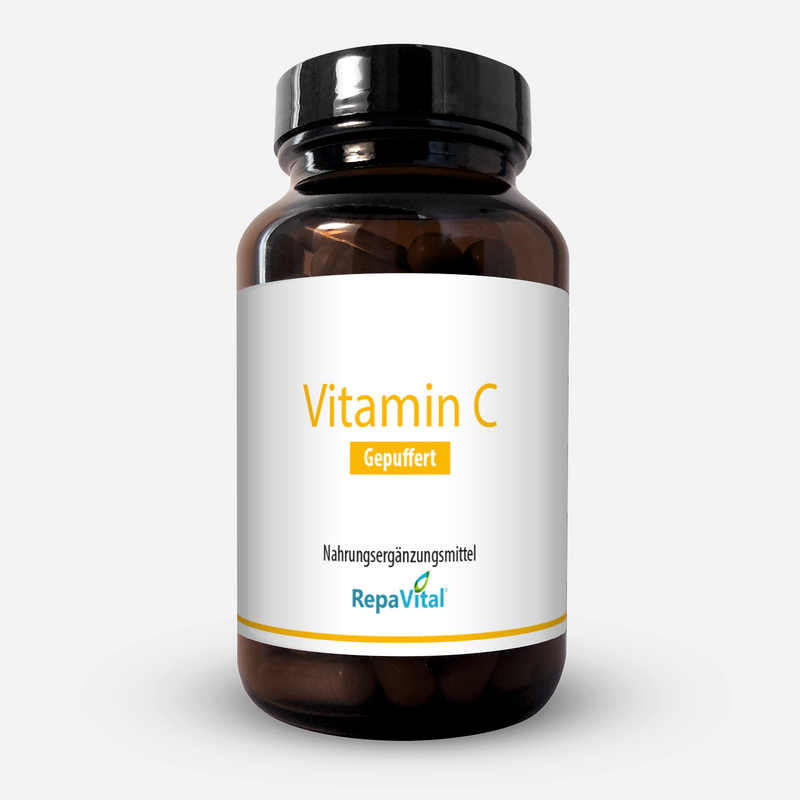 RepaVital Vitamin C Gepuffert – gepufferte Vitamin-C-Kapseln mit Calcium-, Magnesium- und Natriumascorbat zur Unterstützung des Immunsystems, vegan und hochdosiert