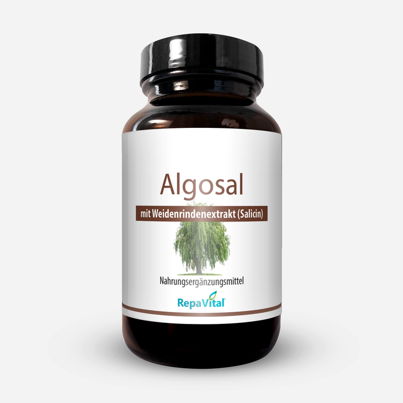 Produktfoto von Algosal – Nahrungsergänzungsmittel mit natürlichem Weidenrindenextrakt und Salicin von RepaVital