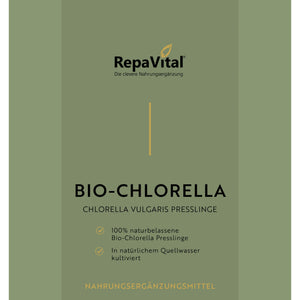 RepaVital Bio-Chlorella – Chlorella vulgaris Presslinge, 100 % naturbelassene Bio-Nahrungsergänzung, EU-Bio-zertifiziert