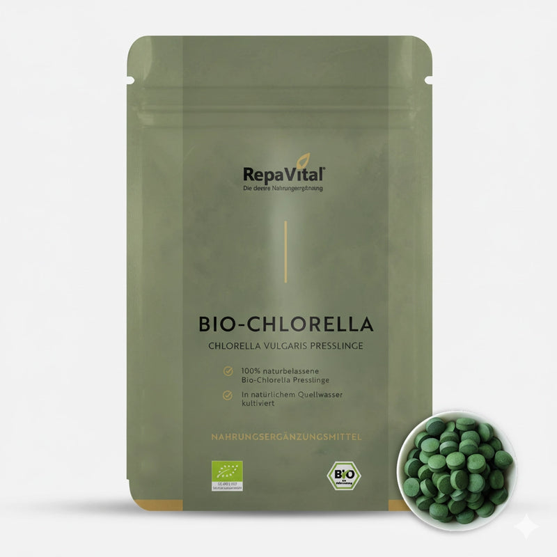 Bio-Chlorella Presslinge von RepaVital – Nahrungsergänzungsmittel aus Chlorella vulgaris in Bio-Qualität