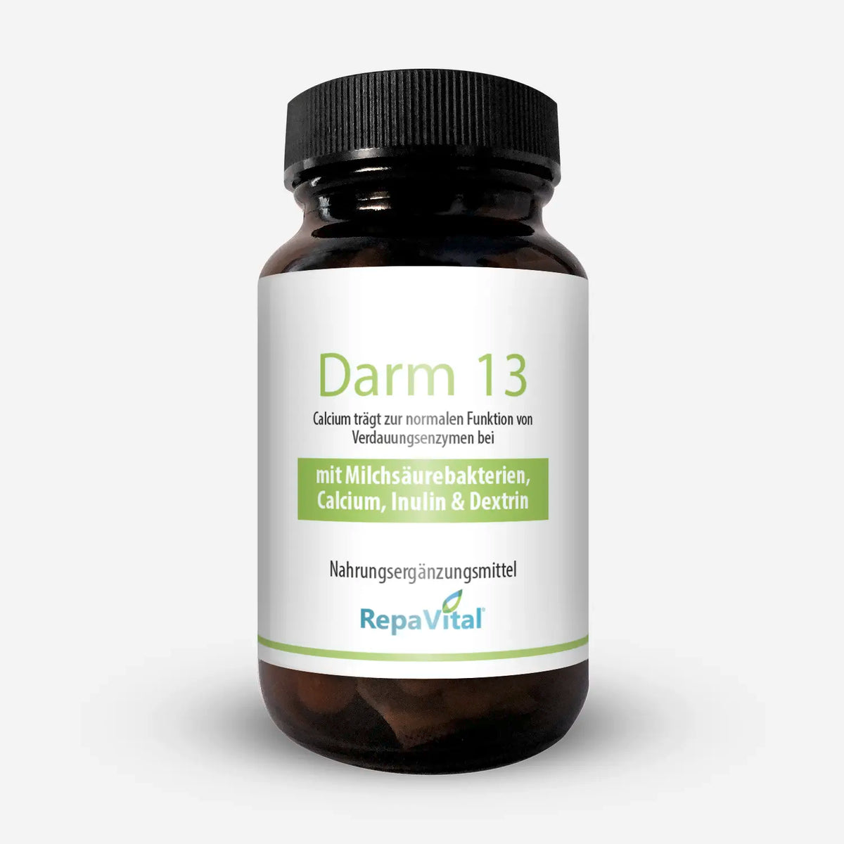 Produktbild Darm 13 von RepaVital – Nahrungsergänzungsmittel mit Milchsäurebakterien, Calcium, Inulin und Dextrin