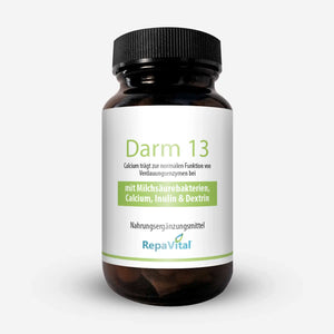 Produktbild Darm 13 von RepaVital – Nahrungsergänzungsmittel mit Milchsäurebakterien, Calcium, Inulin und Dextrin