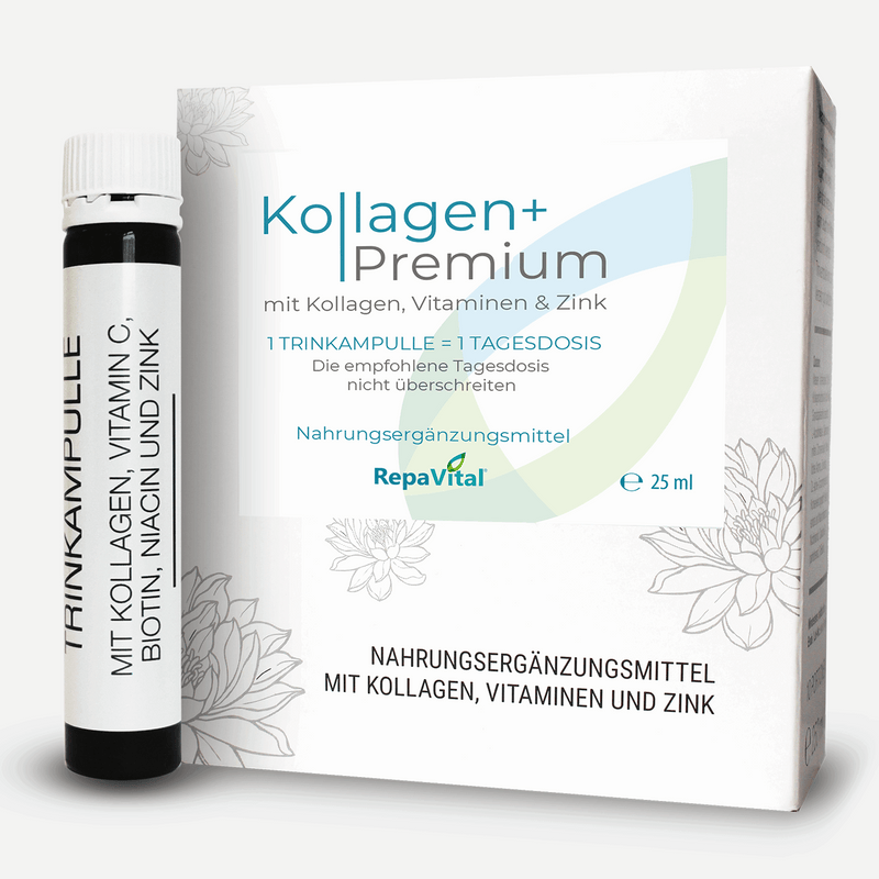 RepaVital Kollagen+ Premium Trinkampulle – Nahrungsergänzungsmittel mit Kollagen, Vitaminen und Zink, Tagesdosis in flüssiger Form
