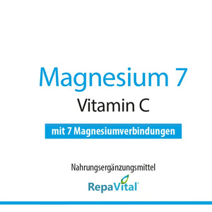 Etikett Magnesium7 mit Vitamin C und 7 Magnesiumverbindungen