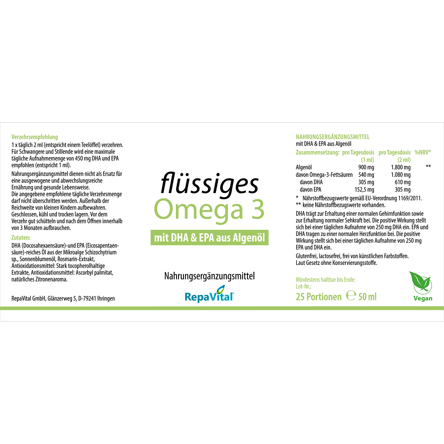Omega 3 Algenöl Flüssig