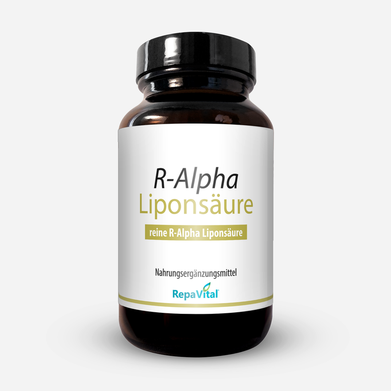 RepaVital R-Alpha-Liponsäure – hochwertige Nahrungsergänzung mit 200 mg reiner Alpha-Liponsäure pro Kapsel in veganer Kapselform