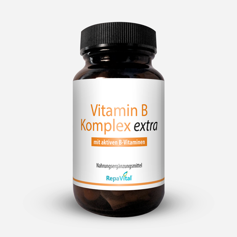 RepaVital Vitamin B Komplex extra – vegane Nahrungsergänzung mit aktiven B-Vitaminen für Energie und Nervensystem